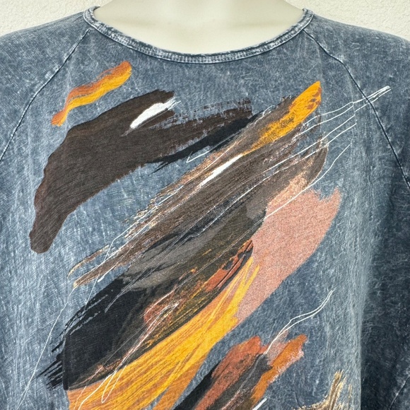 Jess & Jane Womens Opera Charcoal Mineral Wash Tunic Cotton Top Plus 1x 20 22W - Picture 6 of 13